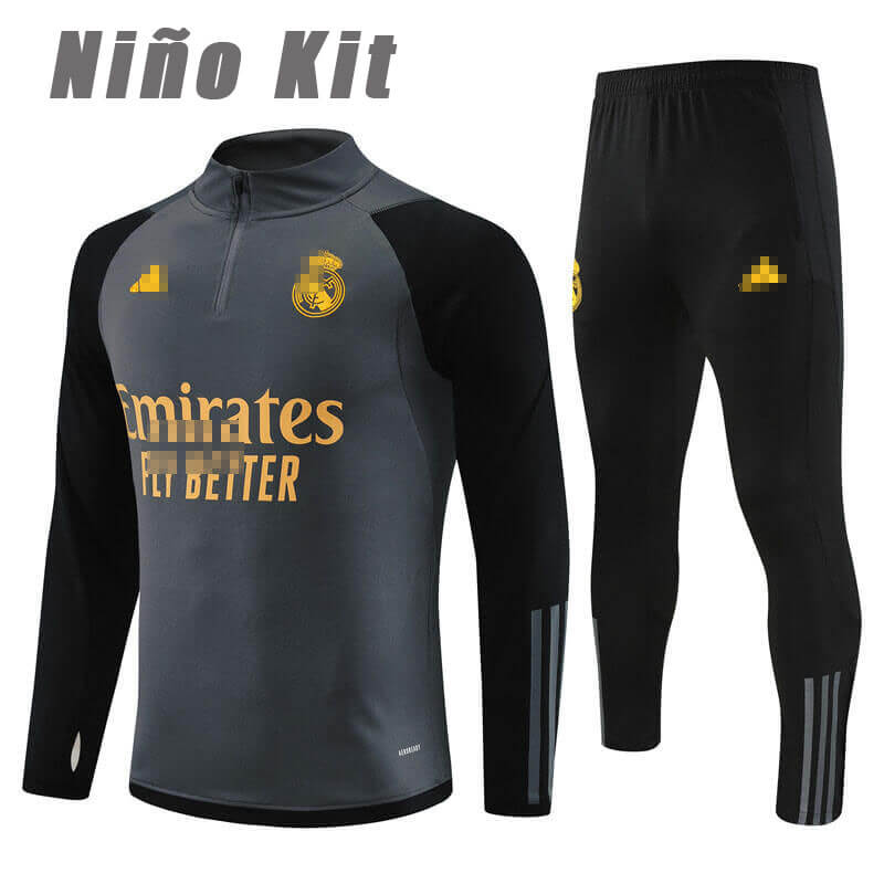 Sudadera Entrenamiento Real Madrid 2023/2024 Niño Kit Gris Oscuro